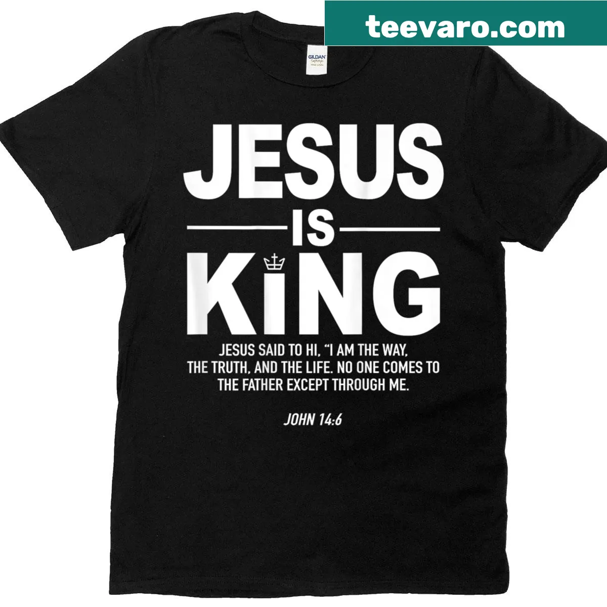 Typography t-shirt featuring 'Jesus Is King' for all ages — on a men's t-shirt