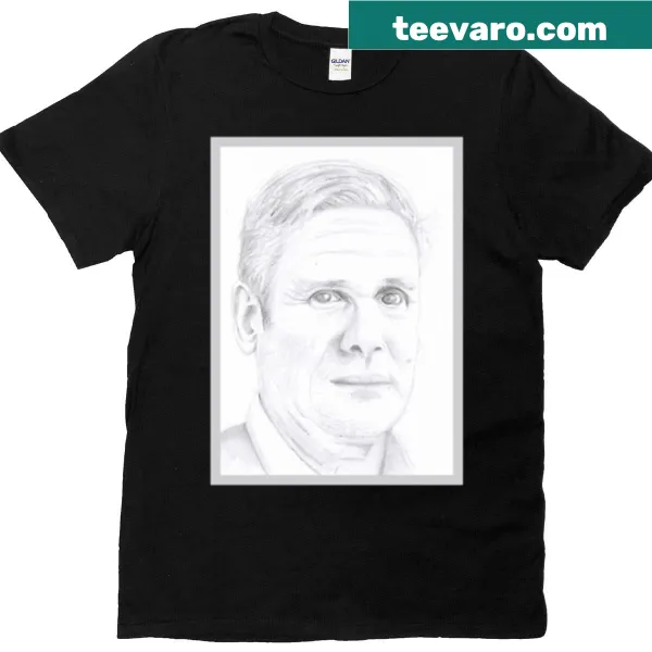 Satirical art T-shirt featuring a pencil portrait of Keir Starmer