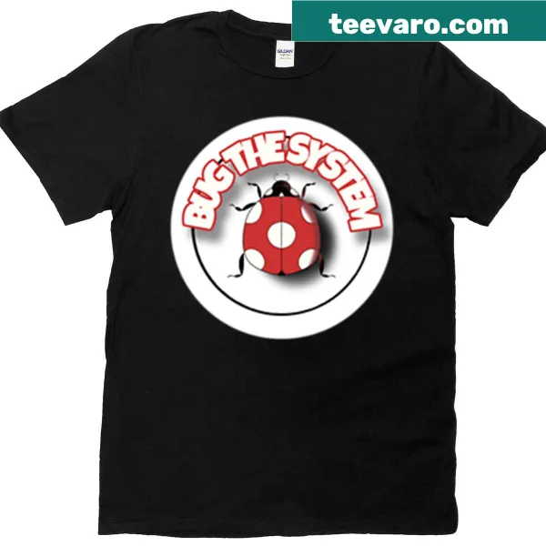 Playful oversized T-shirt with ladybug graphic and 'Bug The System' text