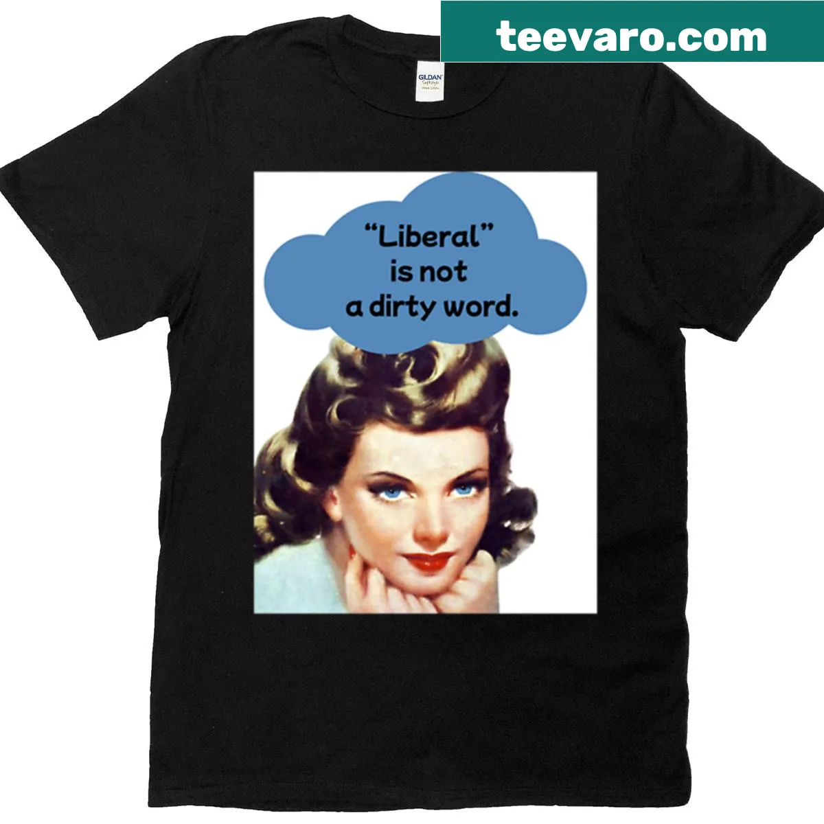 Oversized T-shirt with the phrase Liberal Is Not A Dirty Word — on a men's t-shirt
