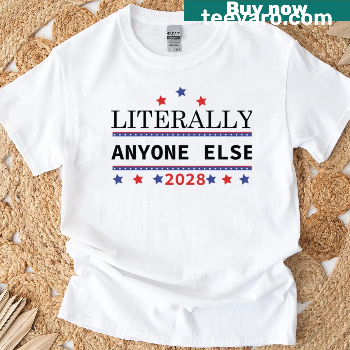 Oversized tee with the phrase Literally Anyone Else 2028 — on a men's t-shirt