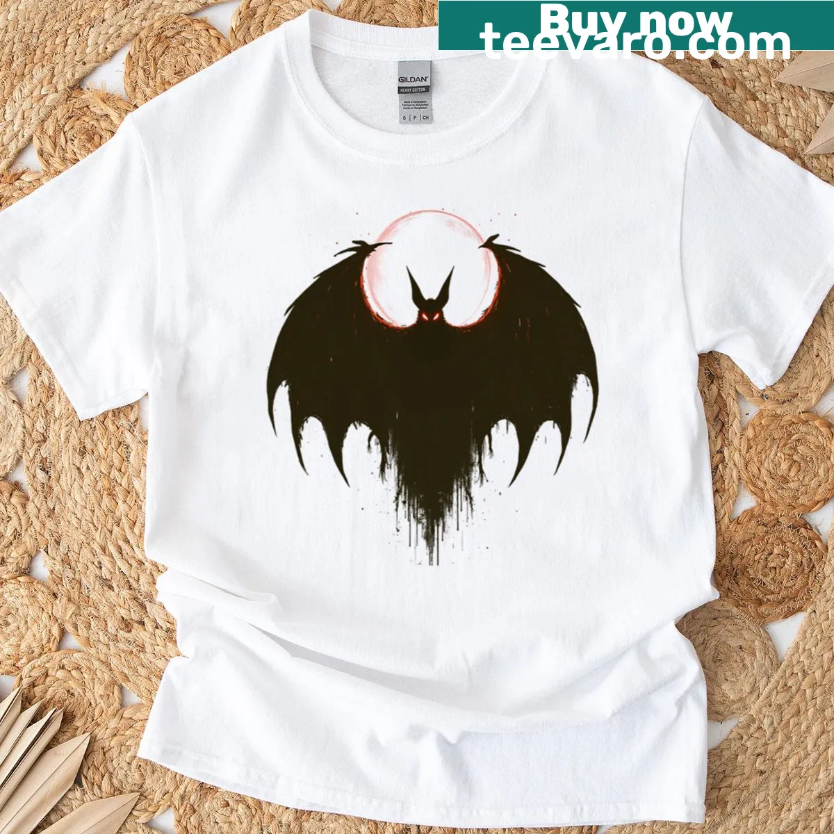 Mothman depicted in moonlight on a T-shirt — on a men's t-shirt