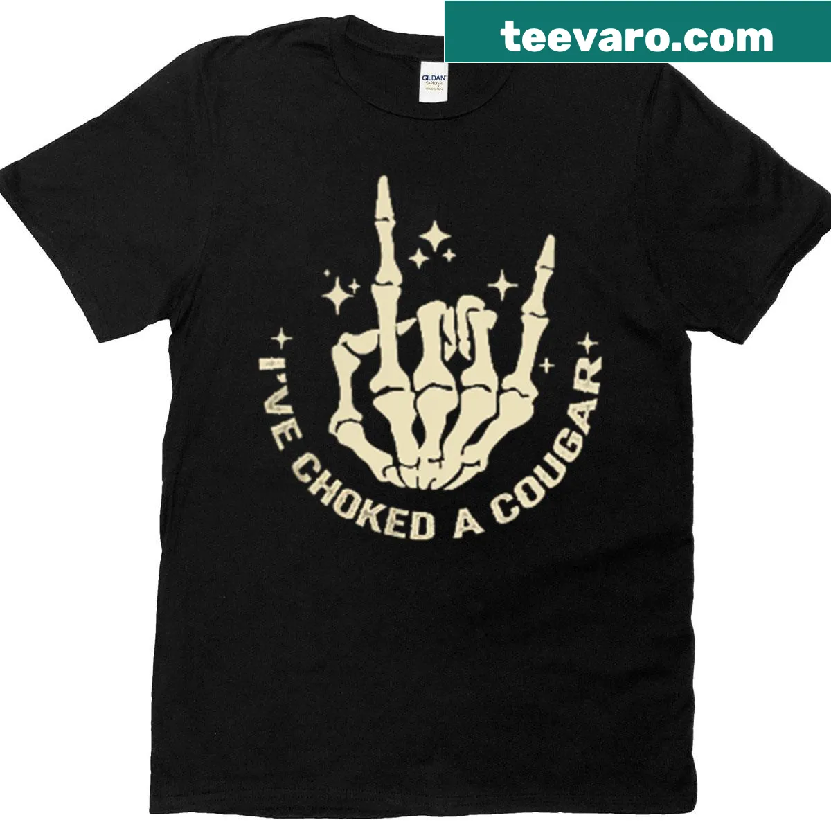 Sassy T-shirt with a humorous phrase about cougars and mountain lions — on a men's t-shirt