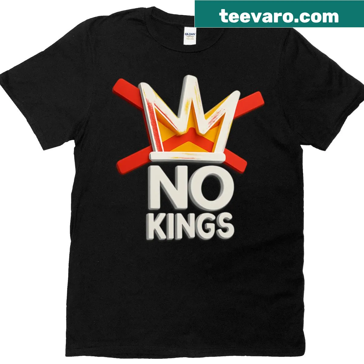 3D anti-monarchy graphic T-shirt for activism — on a men's t-shirt