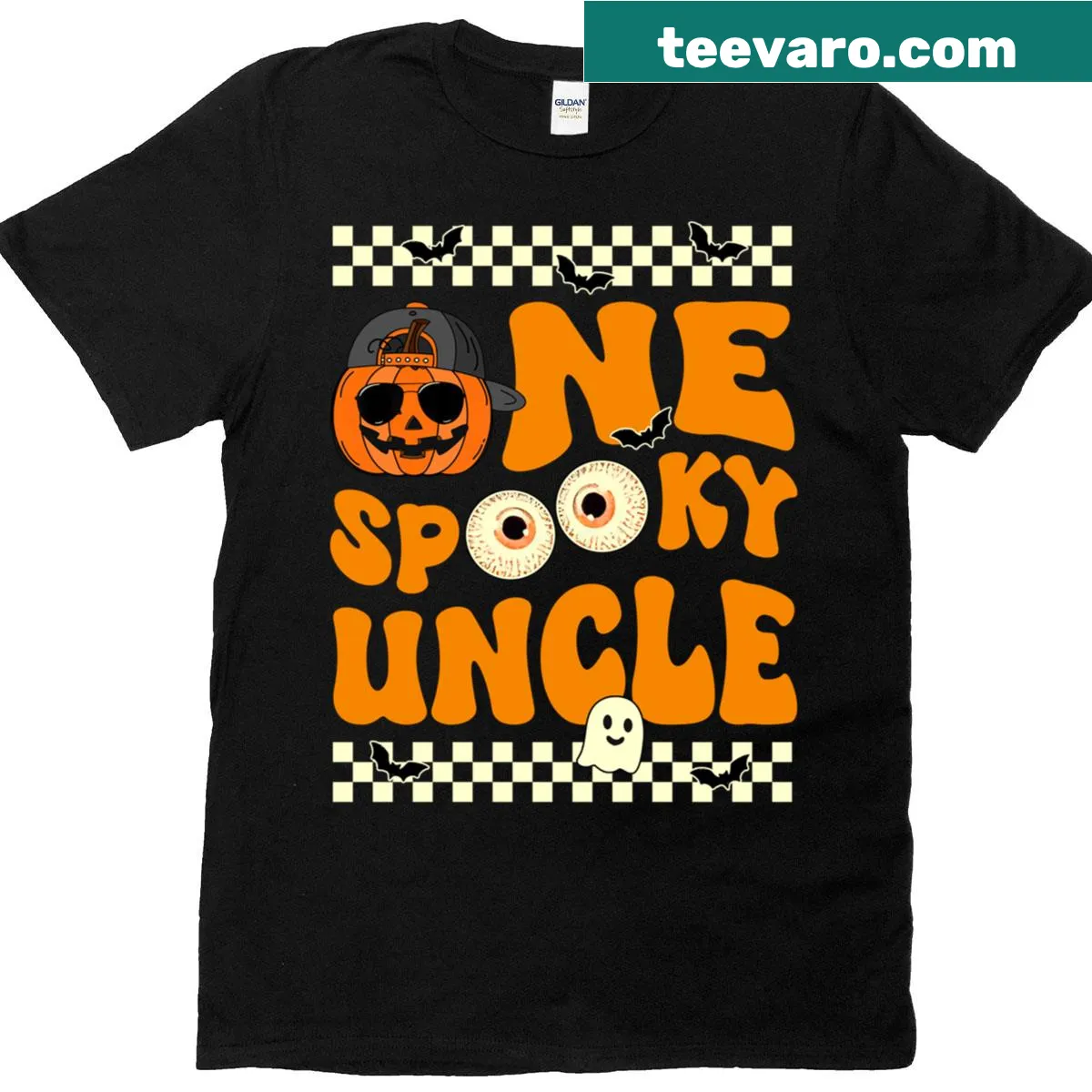 Cute jack-o-lantern T-shirt for a child's first birthday celebration — on a men's t-shirt
