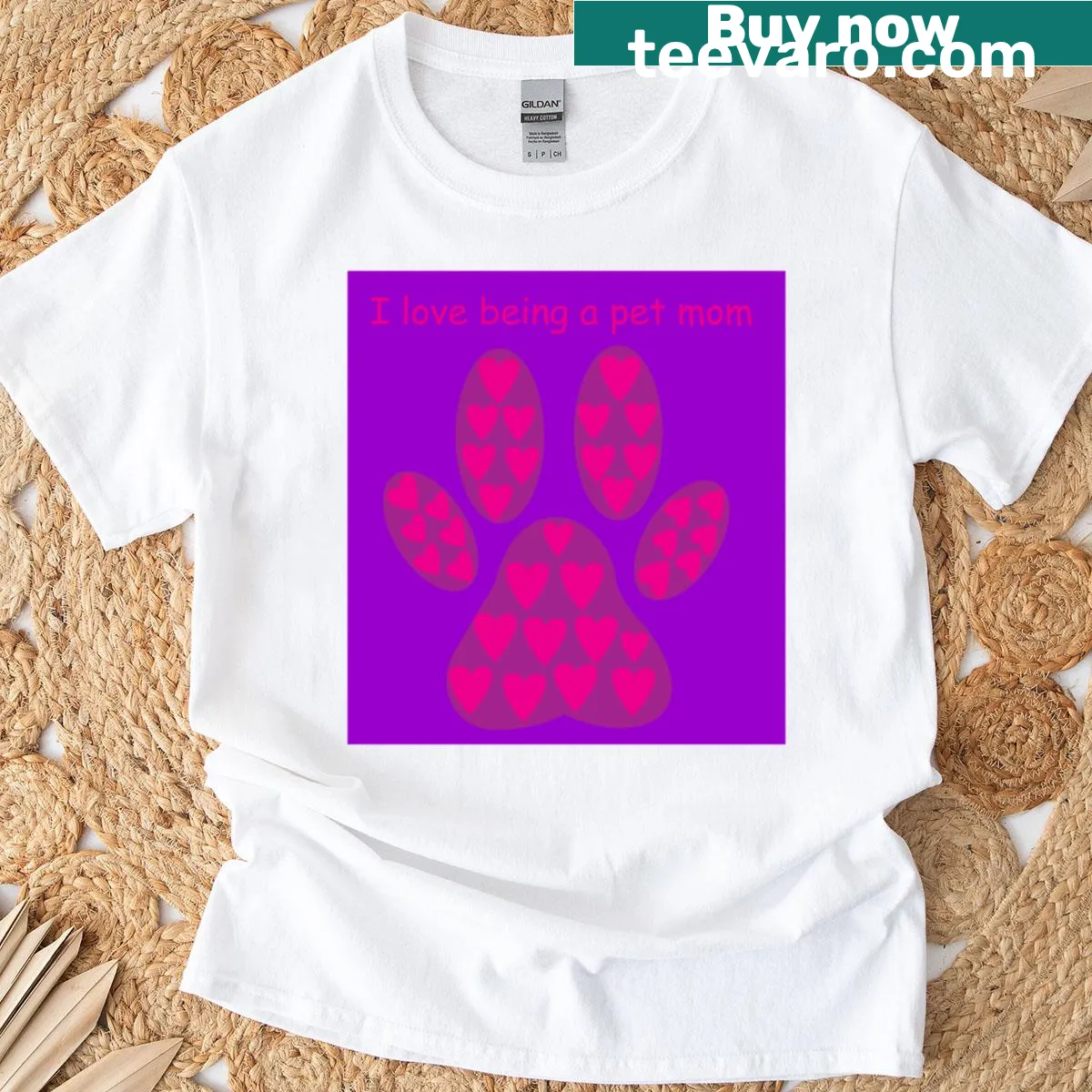 T-shirt with text 'Pet Mom Love' in a fun font — on a men's t-shirt