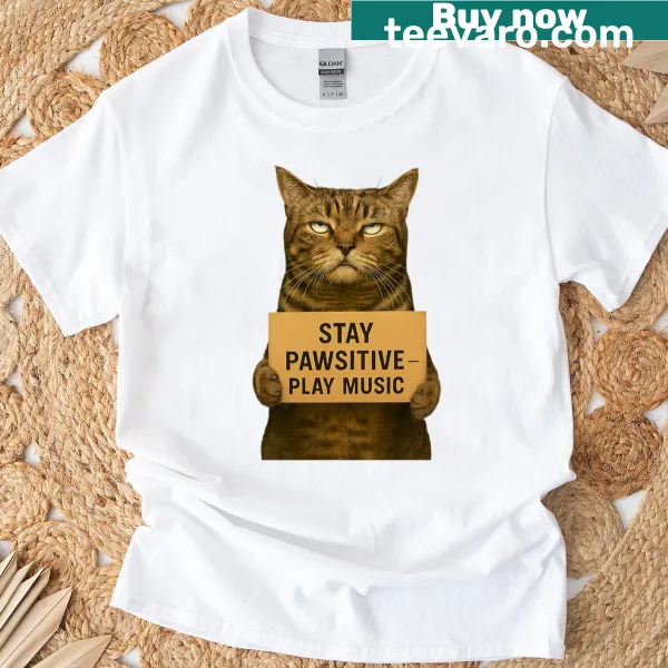 Funny cat t-shirt with a sassy music-themed message