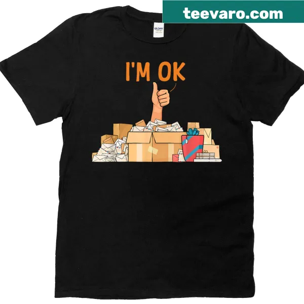 Whimsical postal worker illustrations on a T-shirt