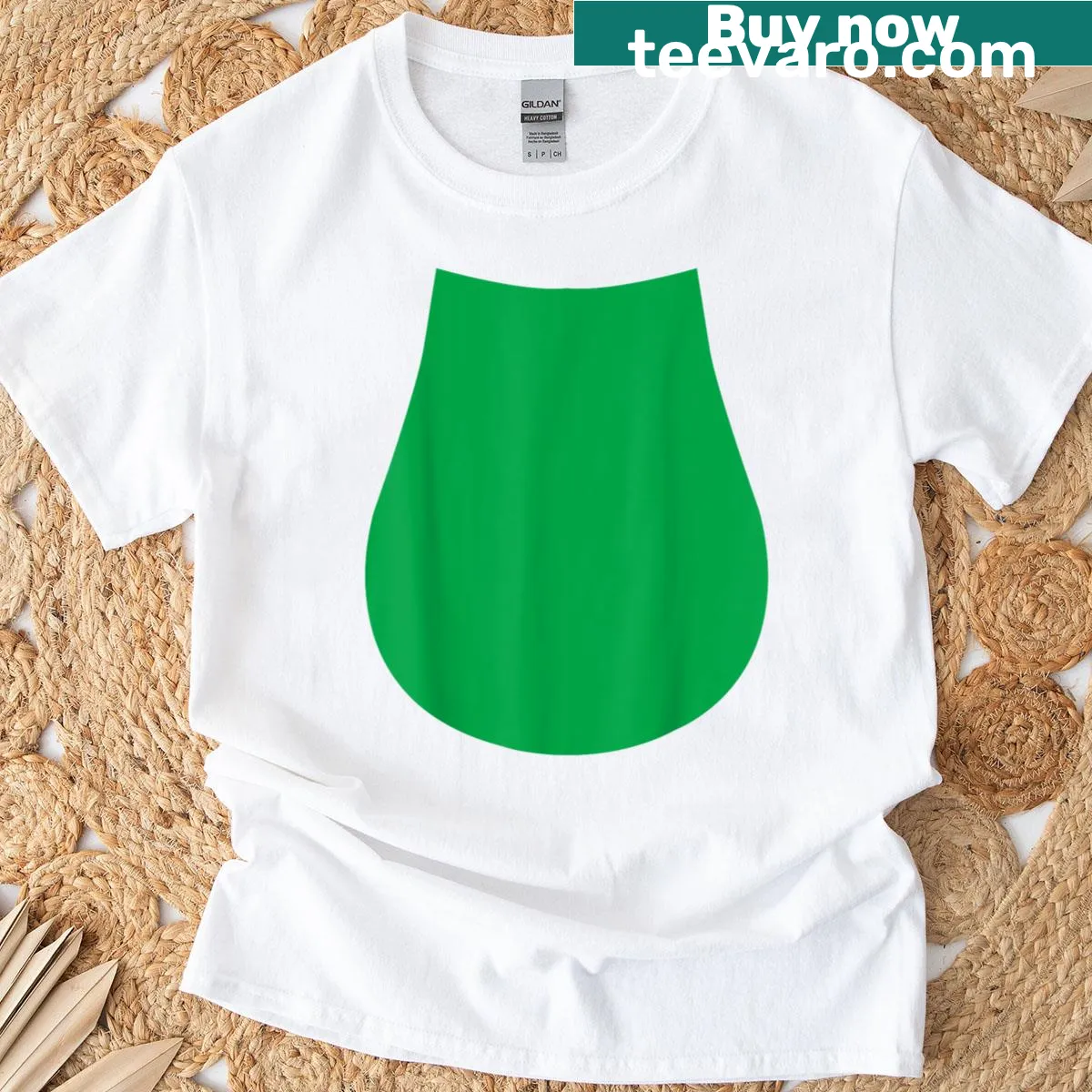 Cartoon purple dinosaur belly t-shirt designed for kids' Halloween fun — on a men's t-shirt