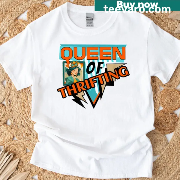 Vintage T-shirt celebrating thrift shopping with a playful design