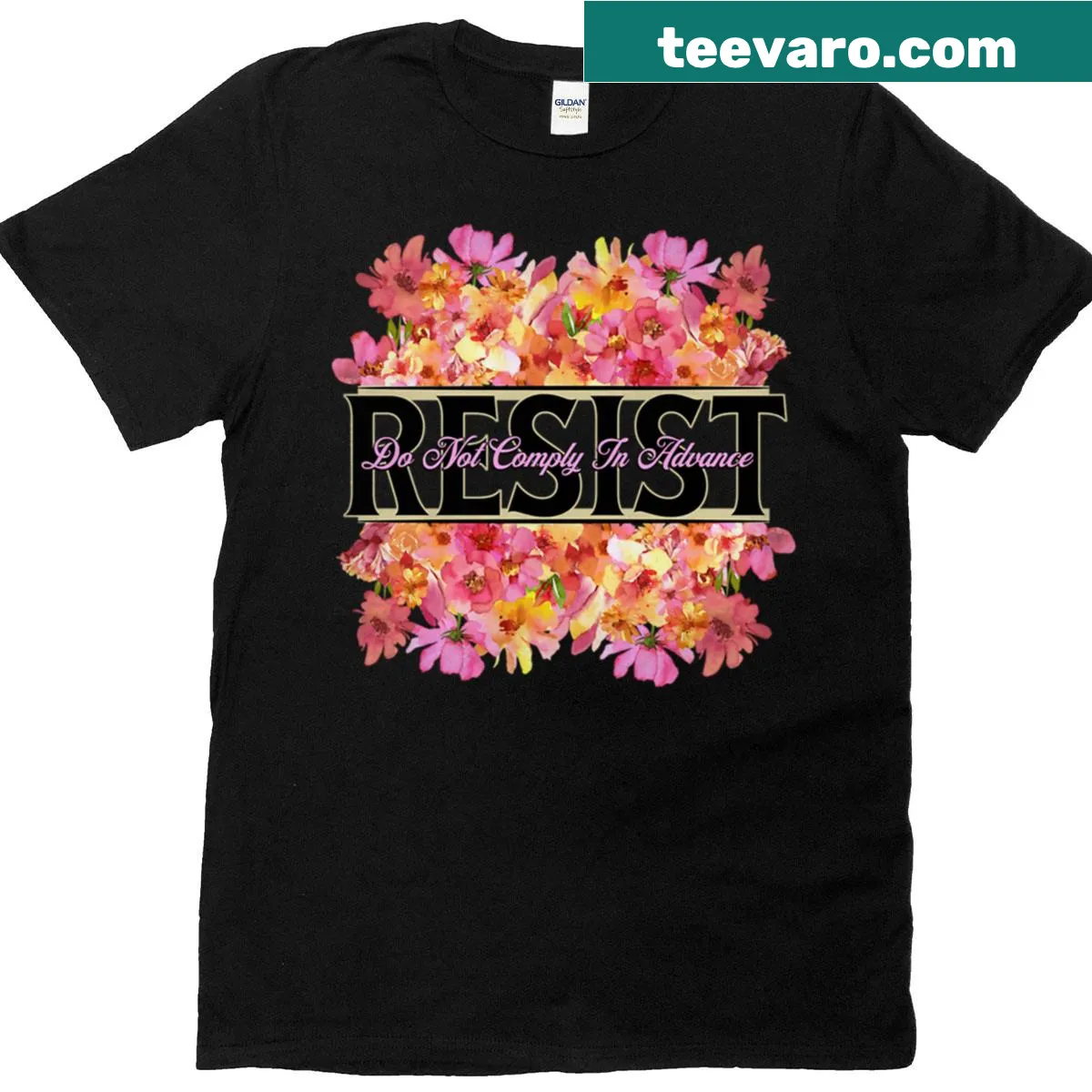 Oversized t-shirt with the phrase 'Resist Do Not Comply In Advance' — on a men's t-shirt