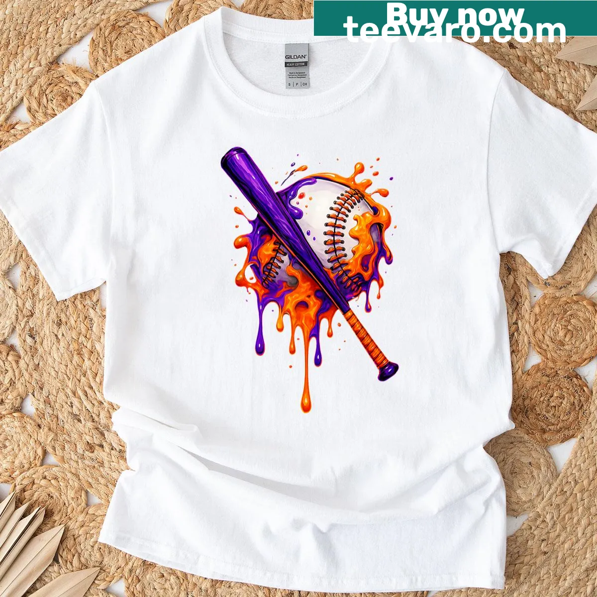 Illustration of an ice cream drip with baseball elements, Halloween theme — on a men's t-shirt