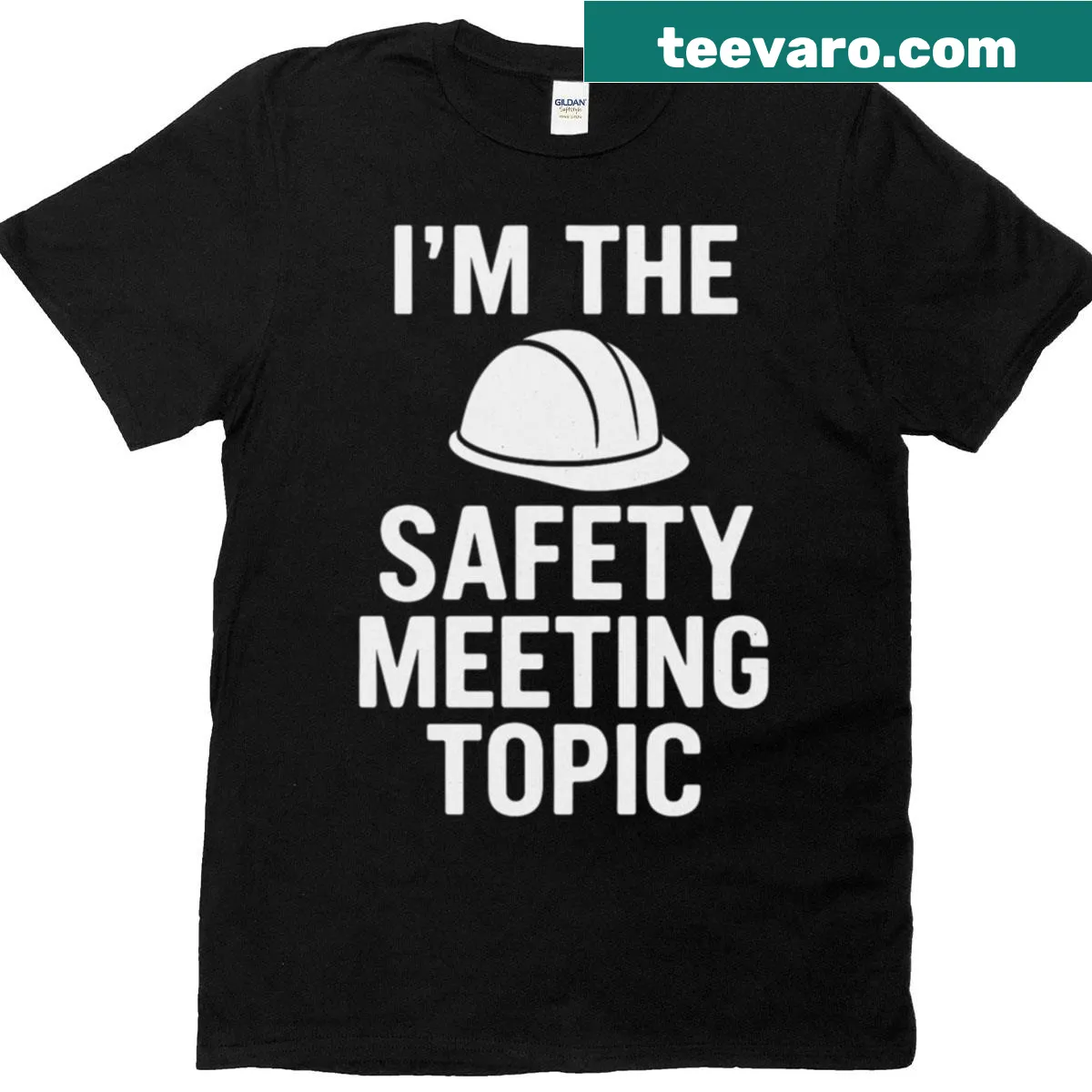 Humorous Safety Meeting t-shirt with bold text — on a men's t-shirt