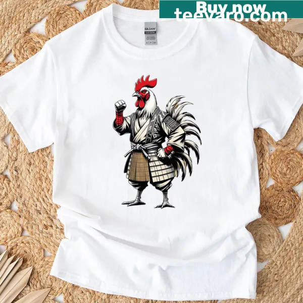 Samurai rooster graphic in a warrior spirit design