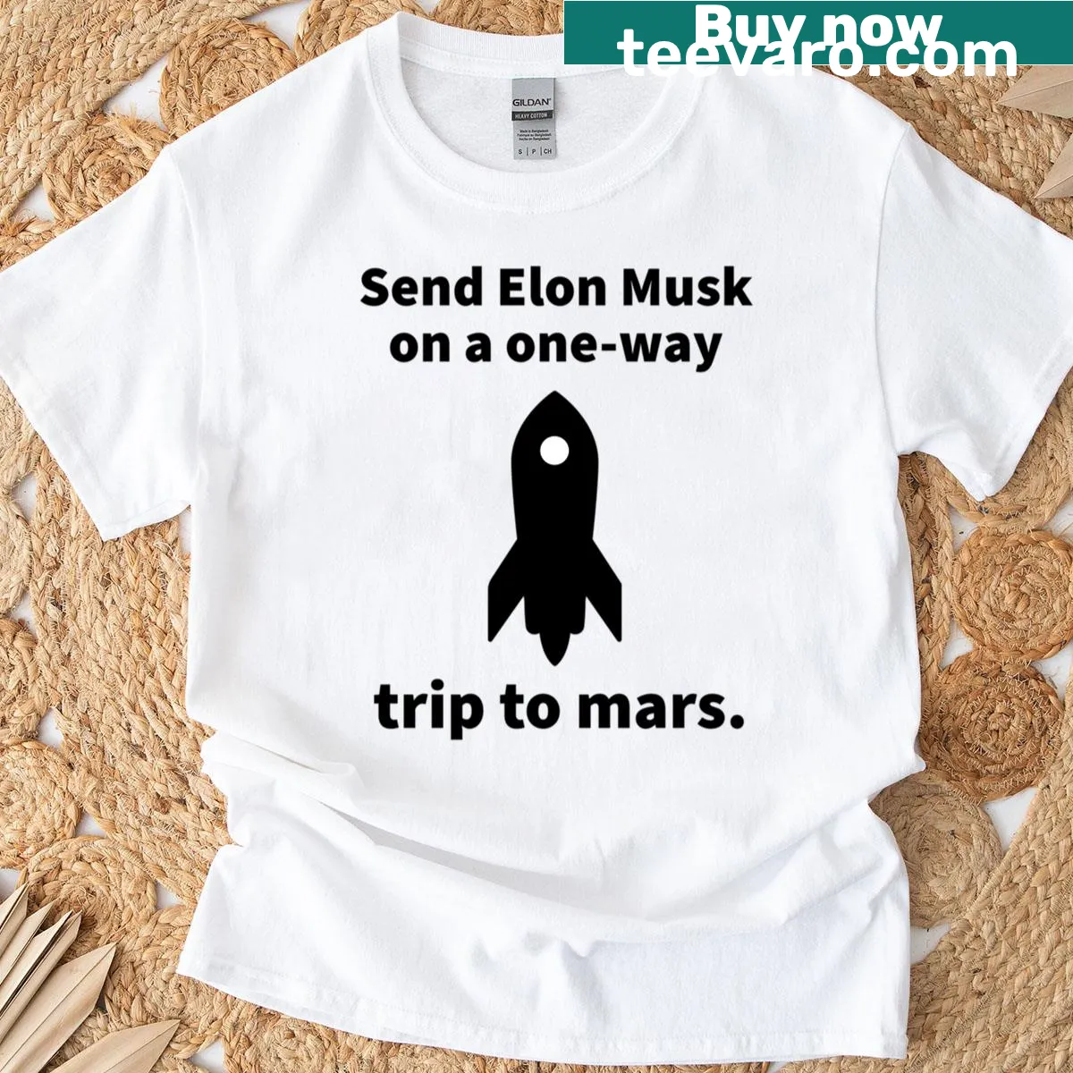 T-shirt with the phrase Send Musk to Mars in bold font — on a men's t-shirt