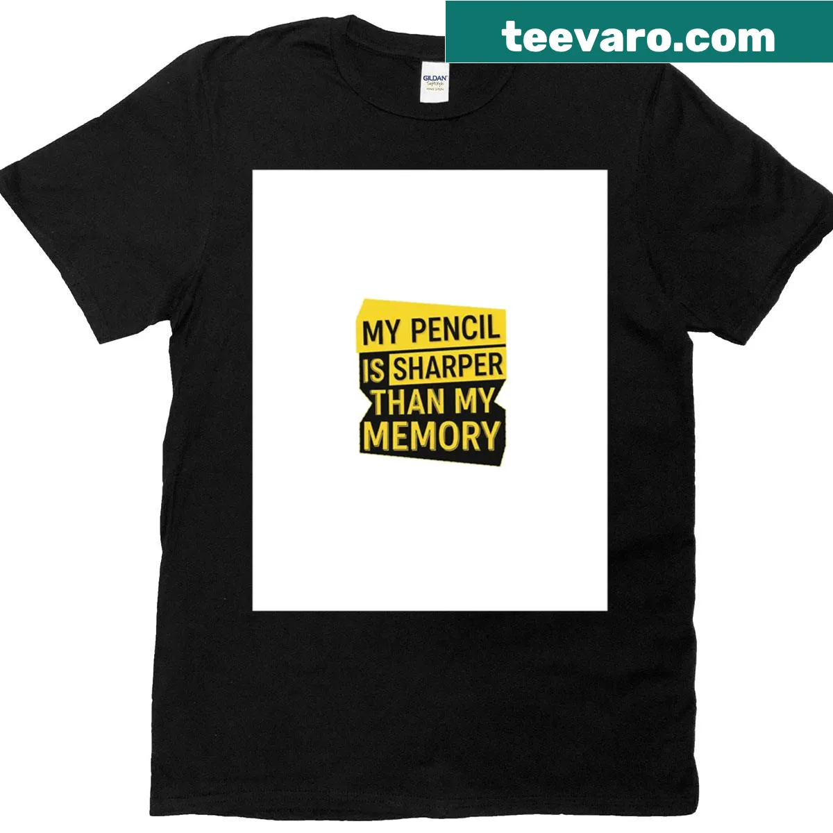 Graphic T-shirt featuring a pencil and the phrase 'Fuzzier Memory' for back-to-school humor — on a men's t-shirt