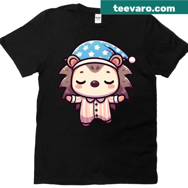 Cartoon hedgehog sleepwalking in pajamas t-shirt