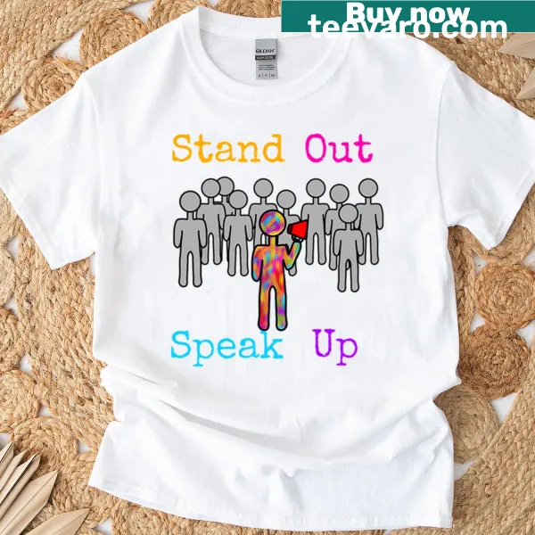 Oversized t-shirt with bold text urging to speak up