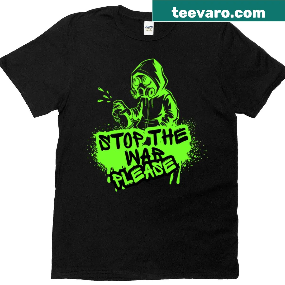 Fitted T-shirt with street graffiti art calling for peace — on a men's t-shirt