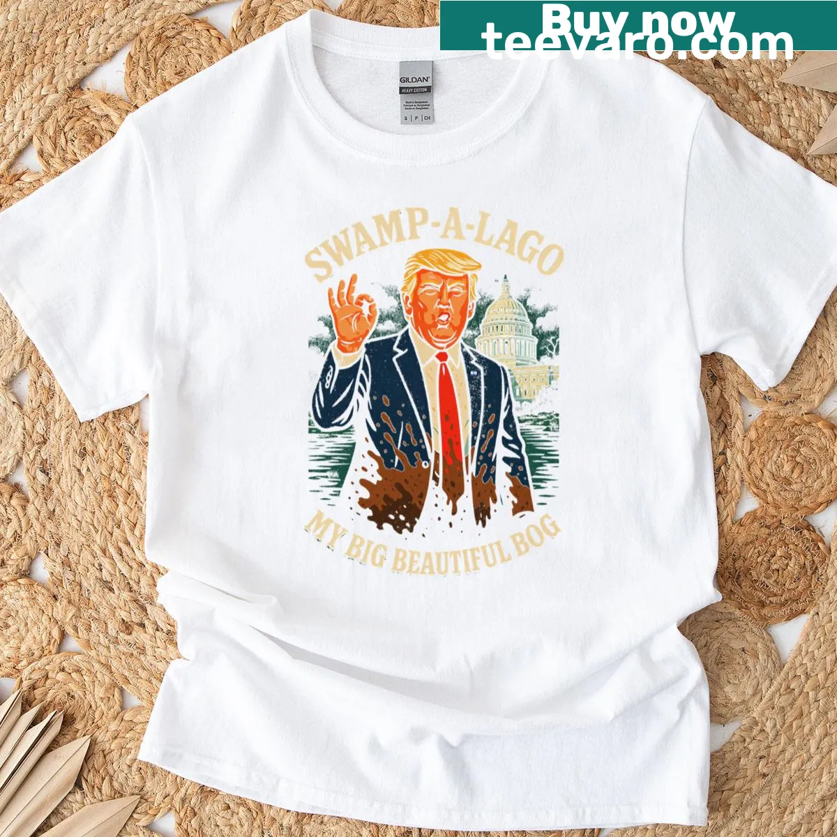 Caricature design on a political satire t-shirt — on a men's t-shirt