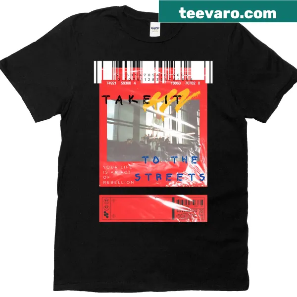 Bold urban-themed T-shirt with impactful text design