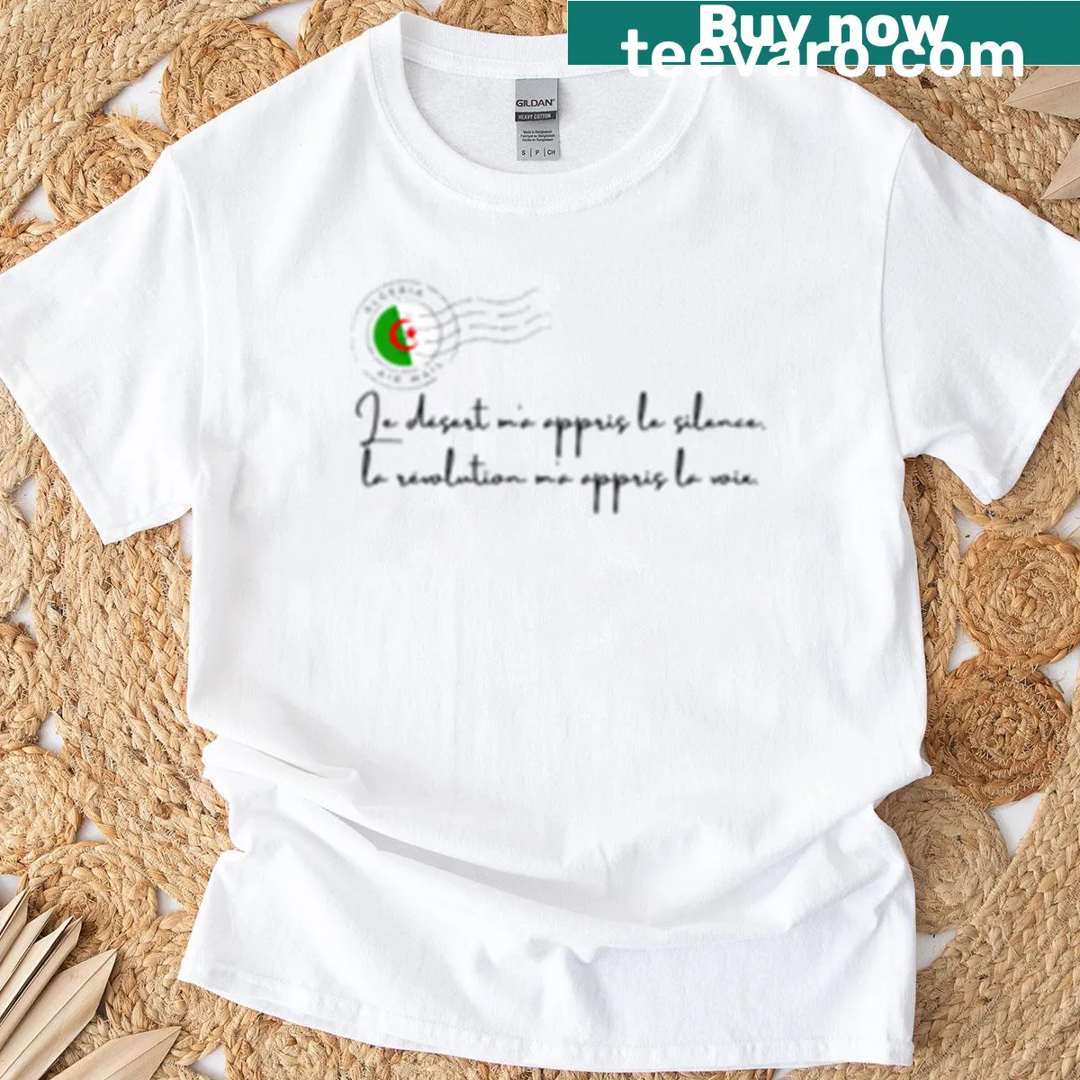 Inspirational quote design 'The Desert Taught Me Silence' on t-shirt — on a men's t-shirt