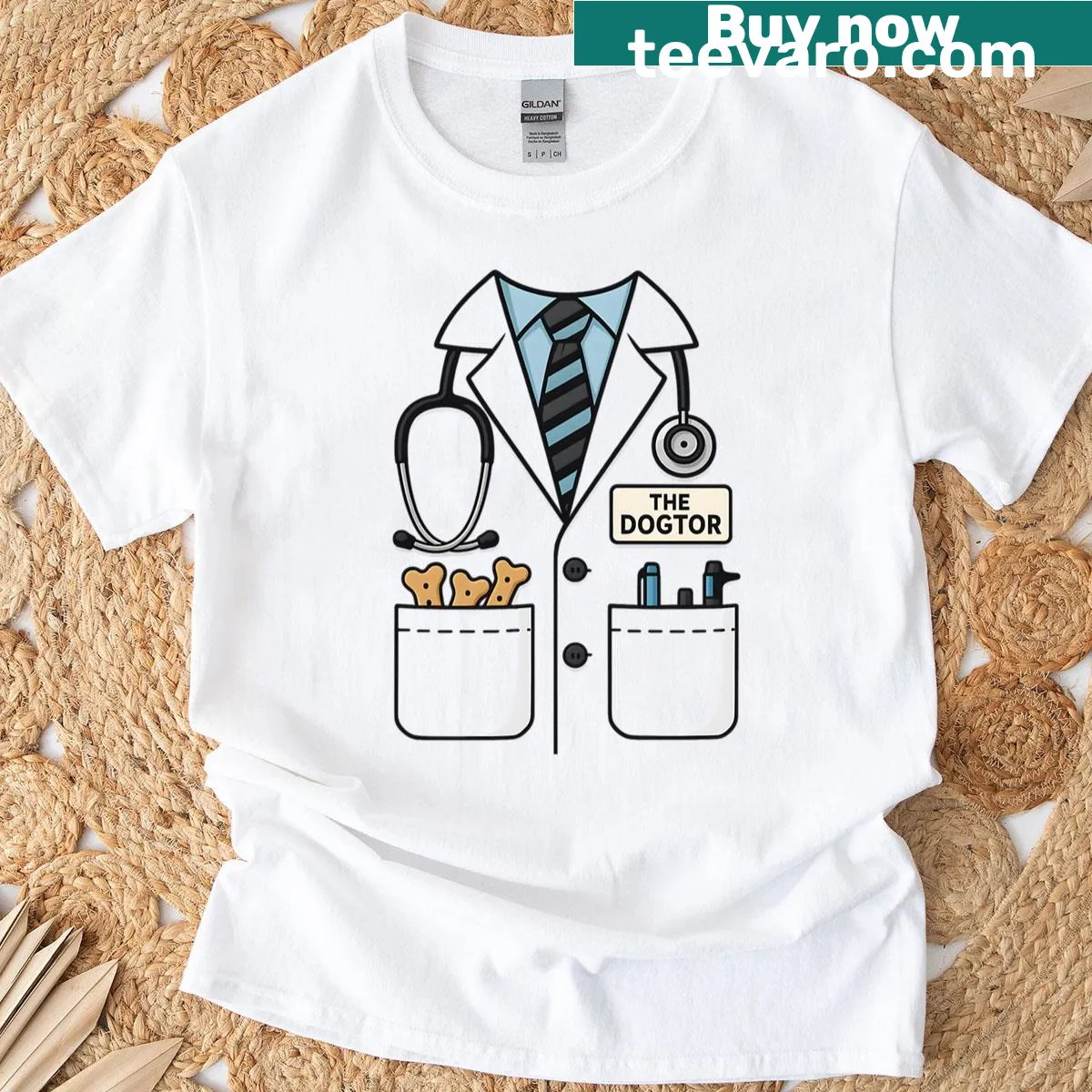 Whimsical Dogtor-themed t-shirt celebrating pet ownership — on a men's t-shirt