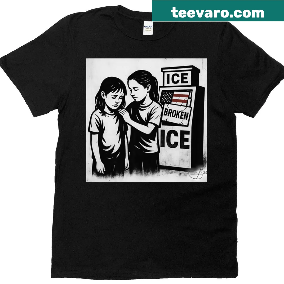 Street art inspired design featuring the phrase 'The Ice Machine 2 Quiet Resilience' — on a men's t-shirt