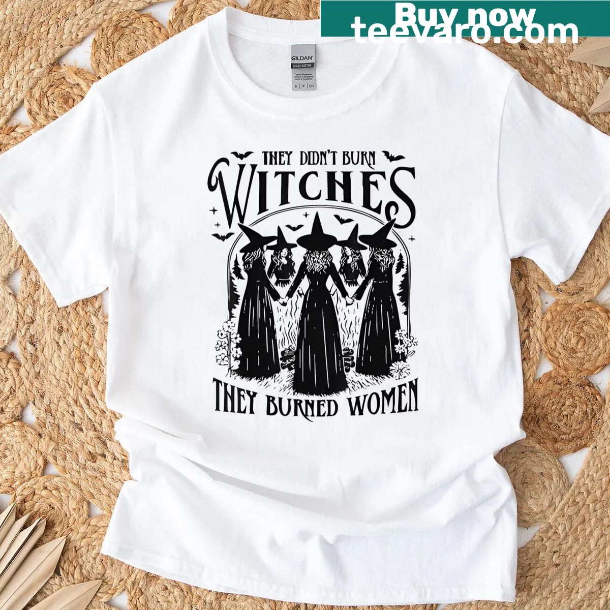 Feminist T-shirt with the phrase 'They Didn't Burn Witches' and a creative design — on a men's t-shirt