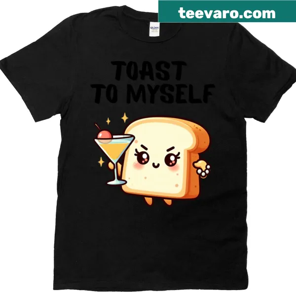 Kawaii bread slice t-shirt holding a martini in a sassy pose