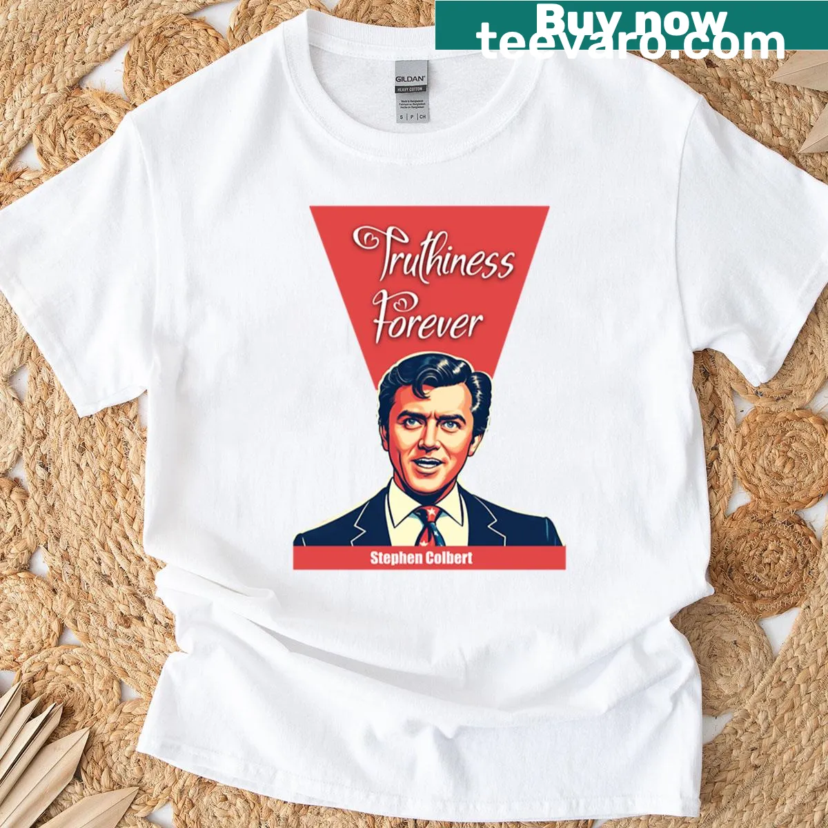 Retro design T-shirt with the phrase 'Truthiness Forever' — on a men's t-shirt