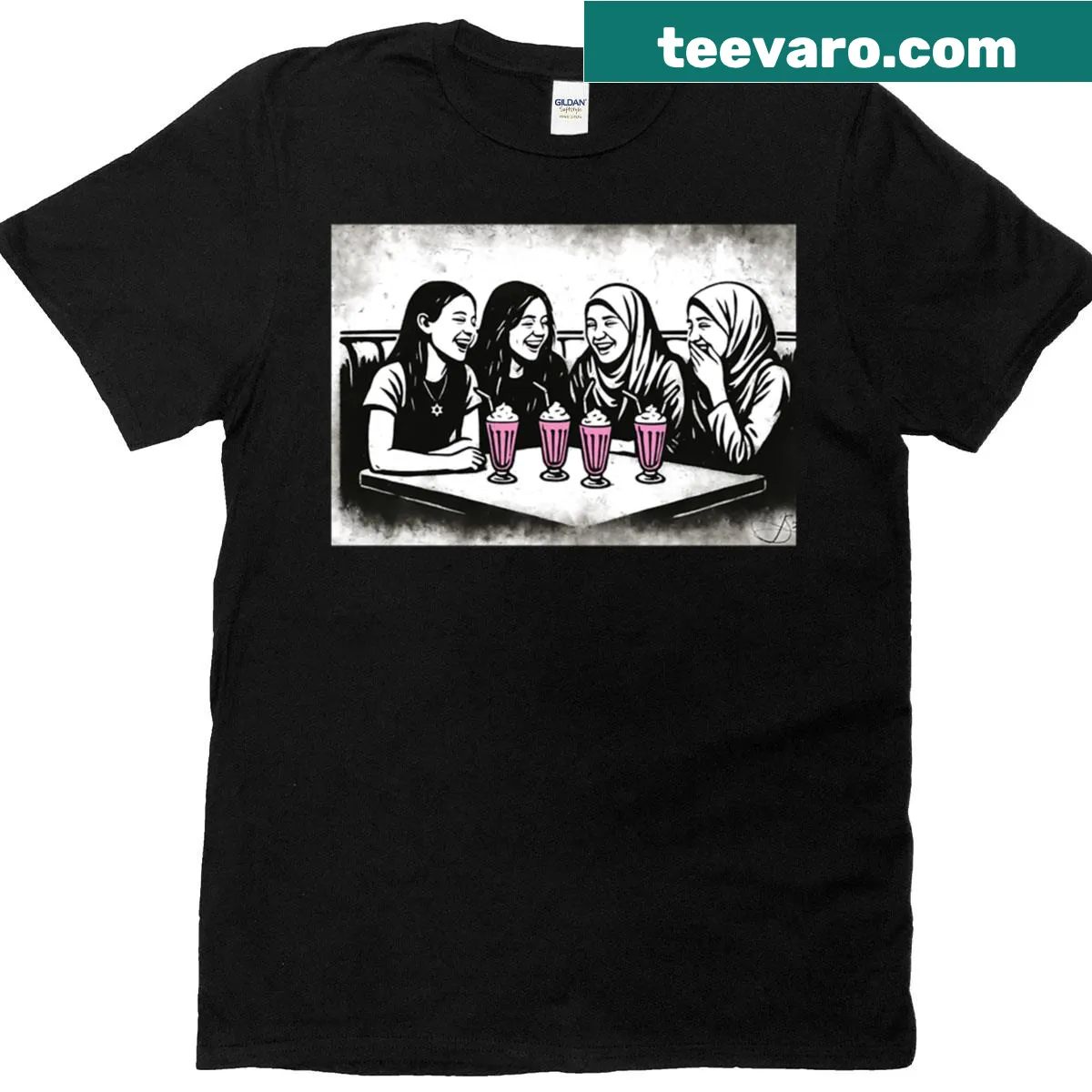 Street art design promoting Jewish-Muslim friendship on a t-shirt — on a men's t-shirt