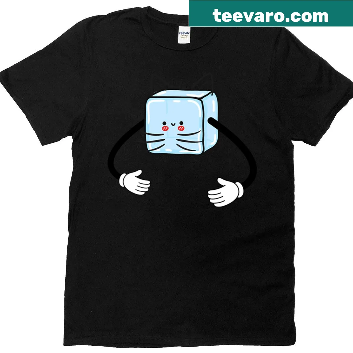 Kawaii cartoon T-shirt featuring a cute frosty kitty design — on a men's t-shirt