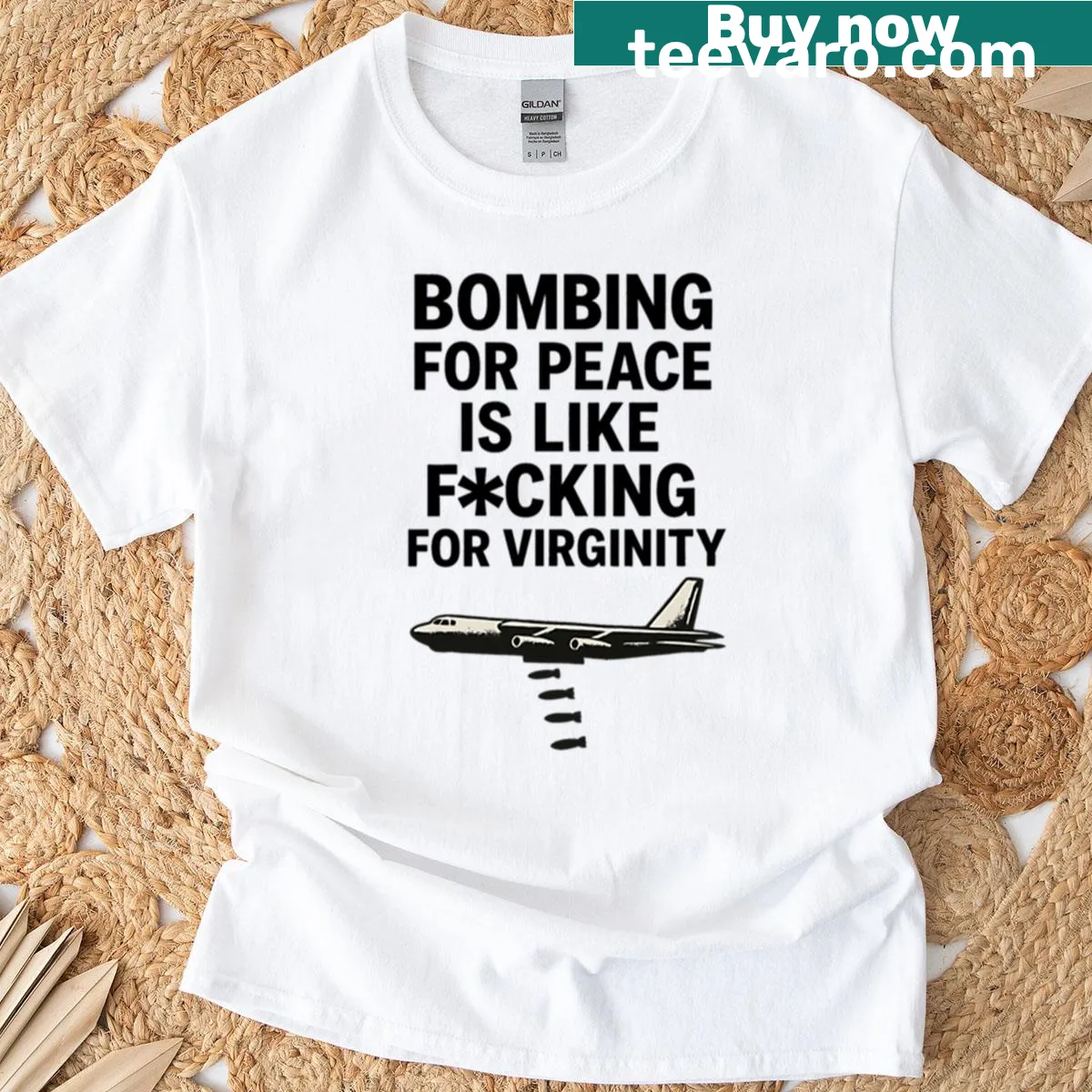 Oversized t-shirt with anti-war graphic stating War For Peace — on a men's t-shirt