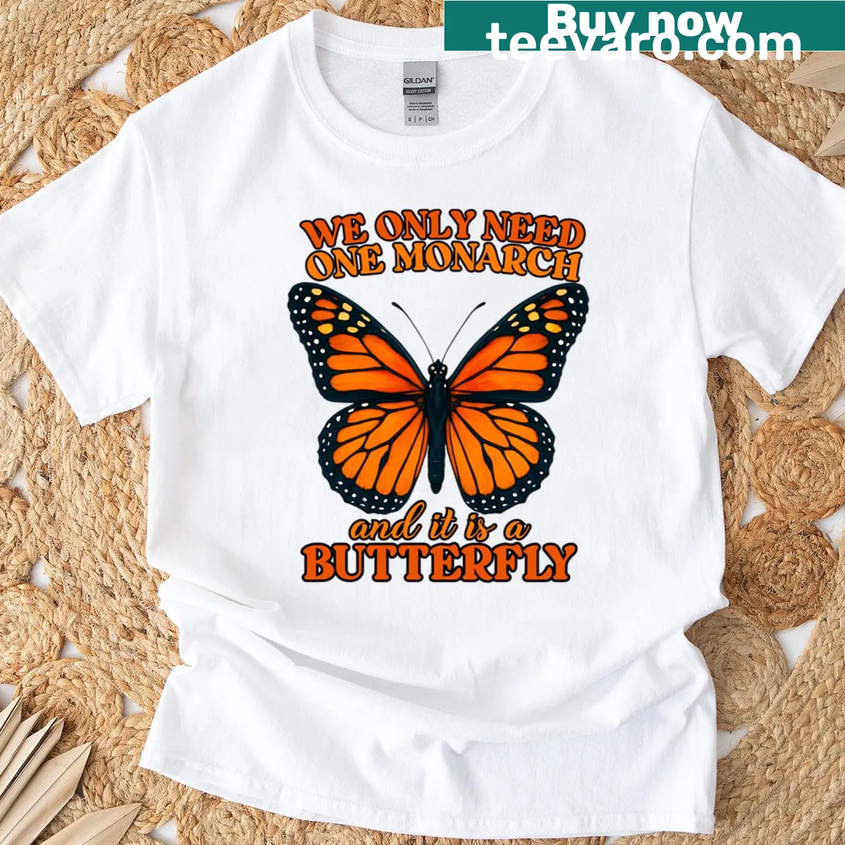 T-shirt with playful slogan about butterflies as monarchs — on a men's t-shirt