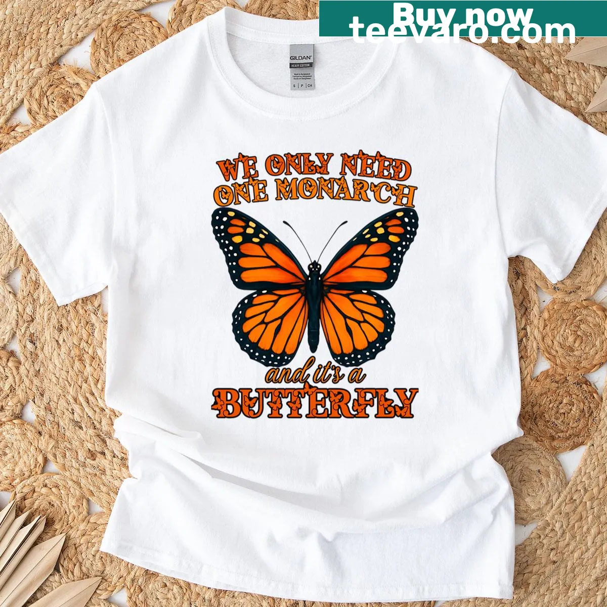 Activist t-shirt featuring playful text about butterflies — on a men's t-shirt