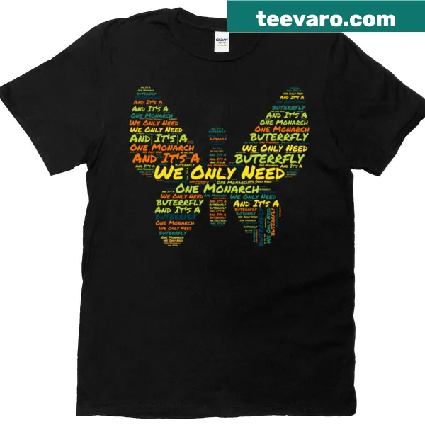 Artistic t-shirt featuring a butterfly word cloud design