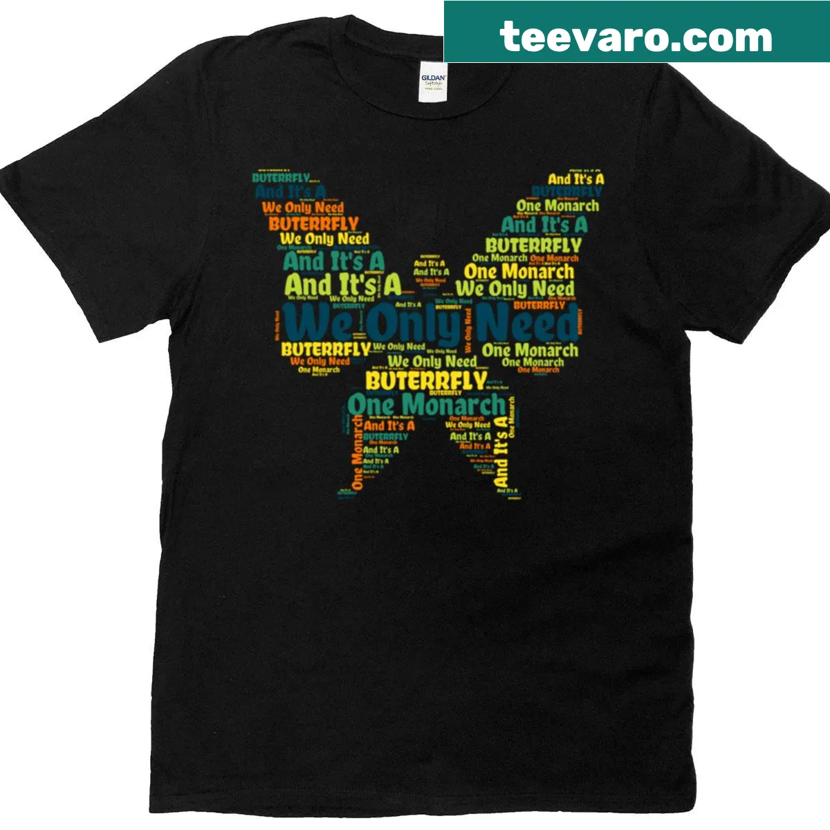 Word cloud design featuring the phrase about monarch butterflies for protest. — on a men's t-shirt