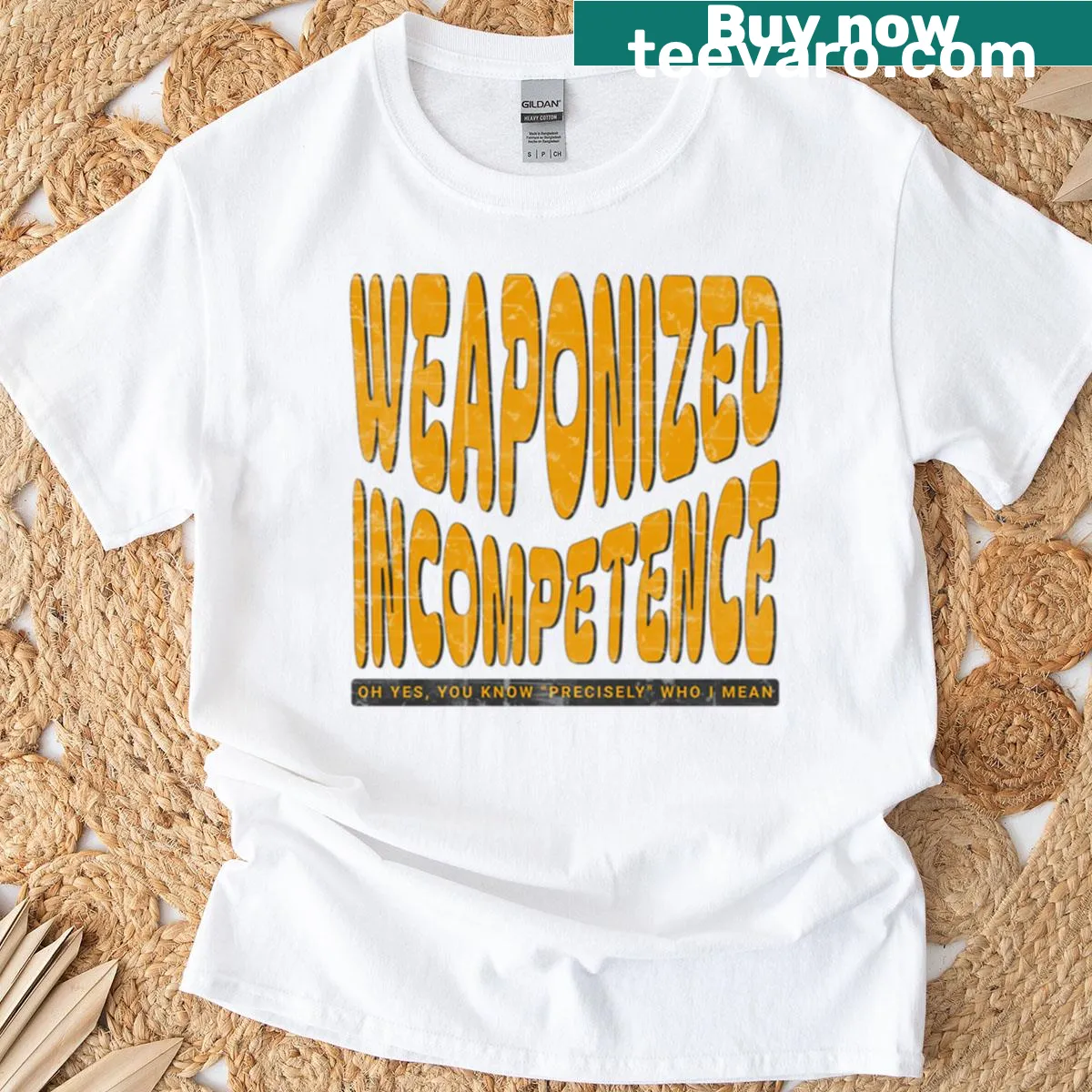 Boxy t-shirt featuring the phrase Weaponized Incompetence — on a men's t-shirt
