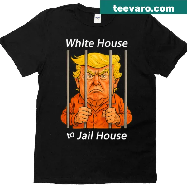 Oversized t-shirt with the humorous phrase 'White House To Jail House'