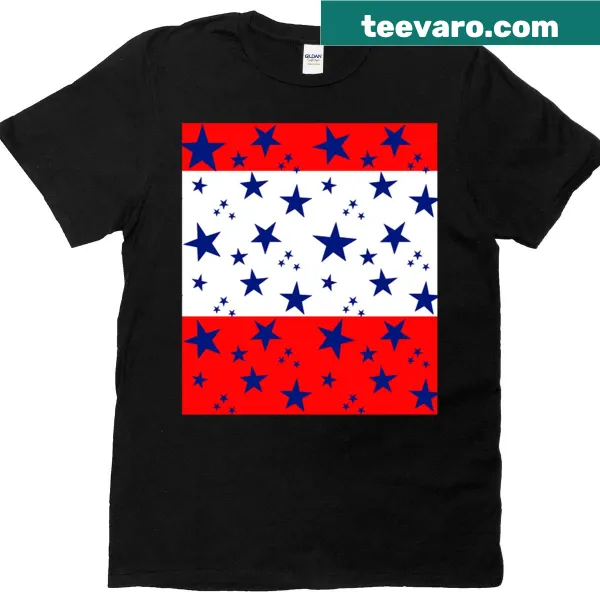 Patriotic t-shirt with wide stripes and stars design