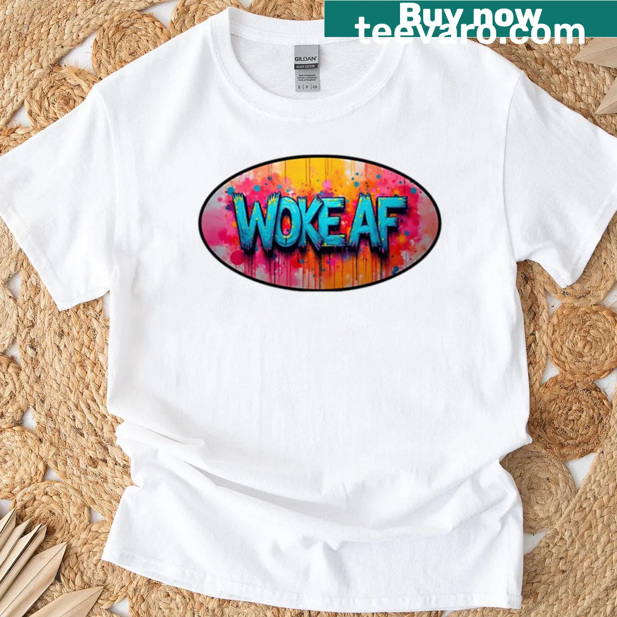 Edgy T-shirt with the phrase 'Woke Af 2' prominently displayed — on a men's t-shirt