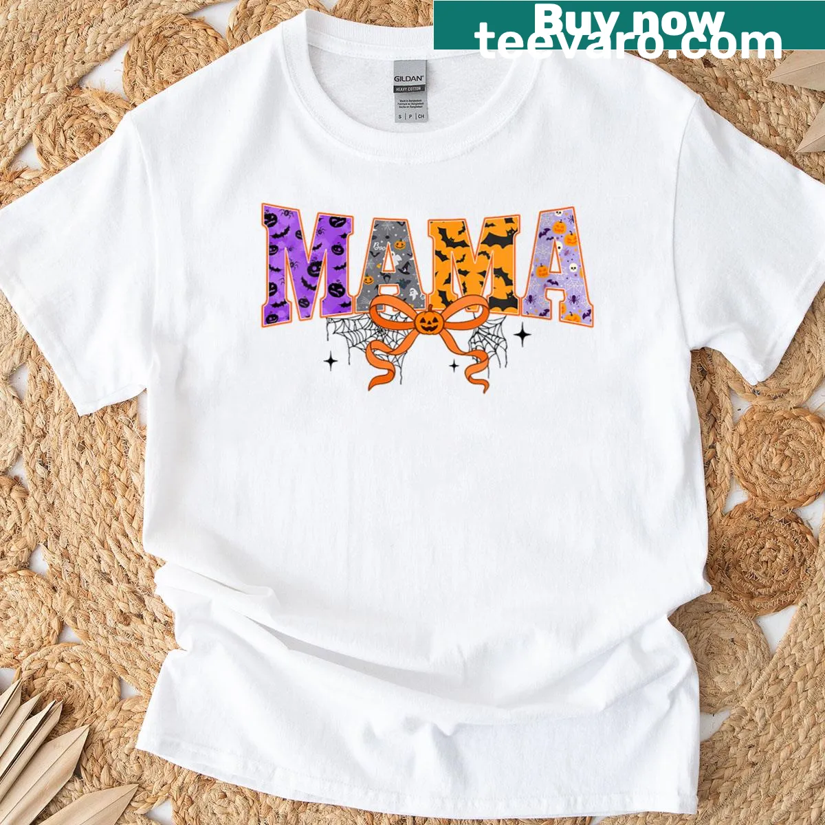 Cute Halloween design with pumpkin and ghost bow on women's t-shirt — on a men's t-shirt