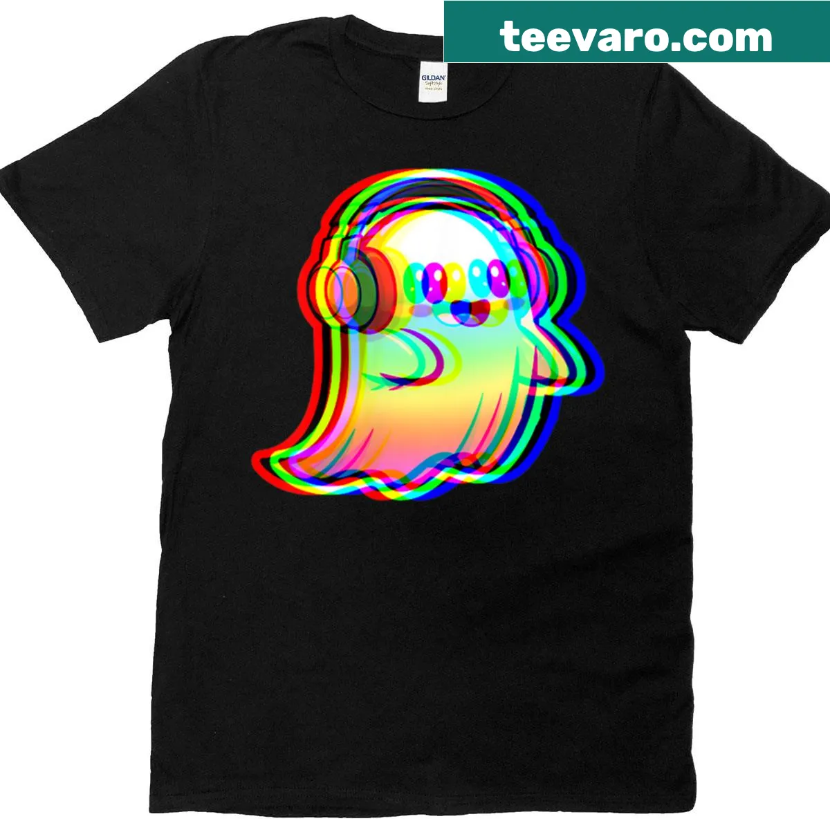Ghost DJ graphic with optical illusion on a women's music T-shirt — on a men's t-shirt