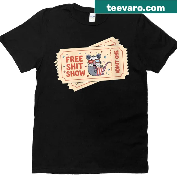 Funny opossum graphic t-shirt with a ticket booth design
