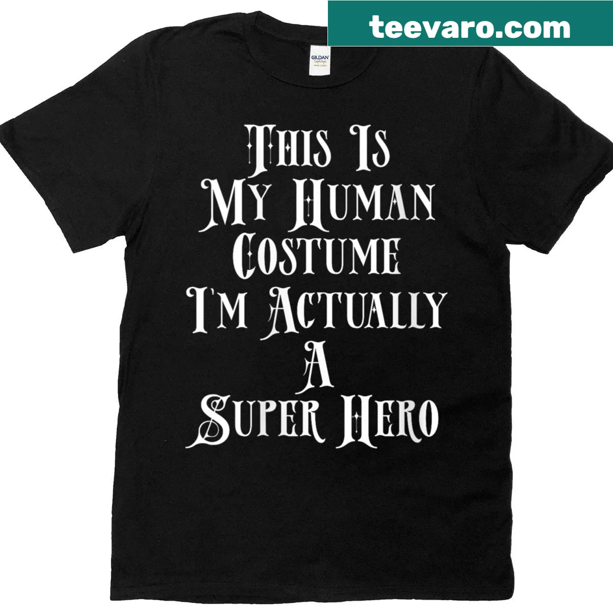 Funny superhero-themed T-shirt with witty slogan — on a men's t-shirt