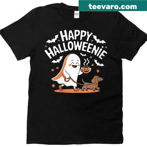Vintage-style Halloween T-shirt featuring a dachshund graphic