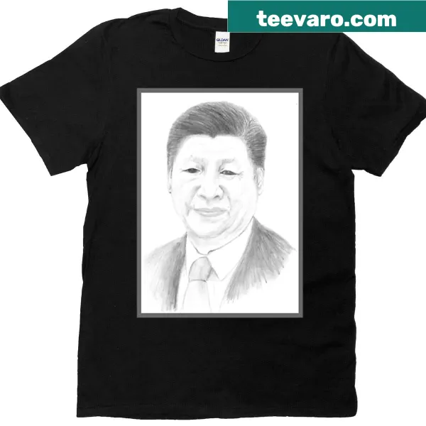 T-shirt featuring a satirical pencil portrait of Xi Jinping