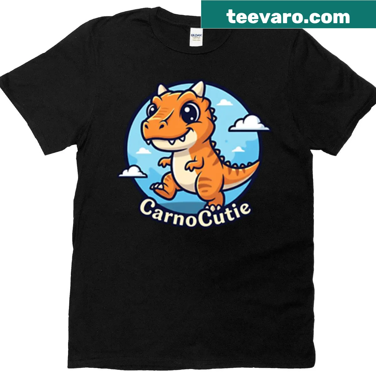 Cartoon dinosaur graphic ready to play on a kids T-shirt — on a men's t-shirt