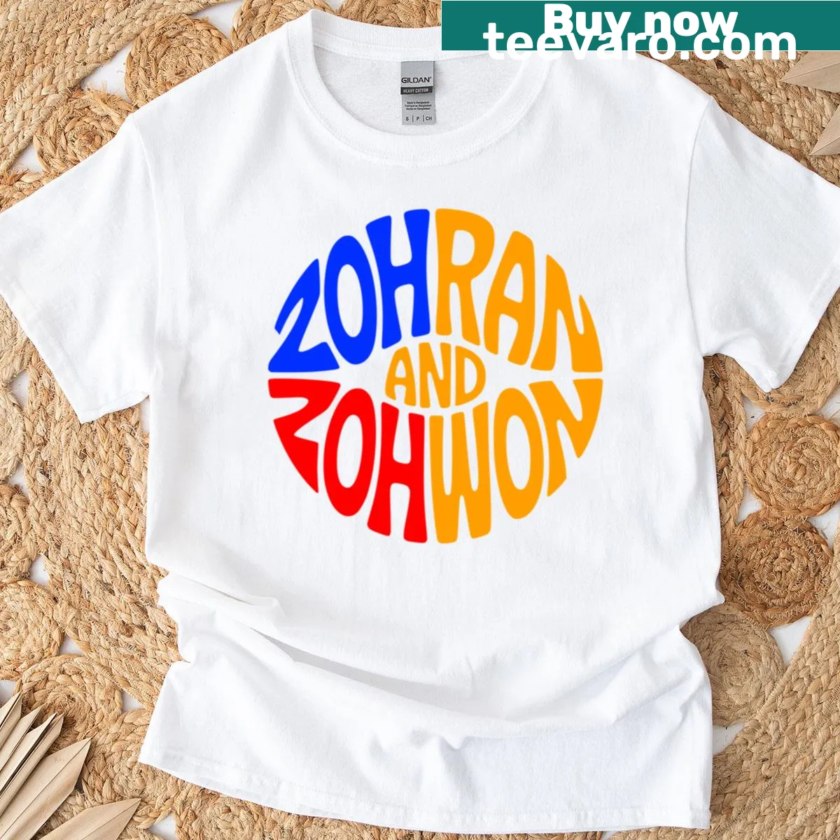 Political t-shirt featuring the names Zohran and Zohwon — on a men's t-shirt